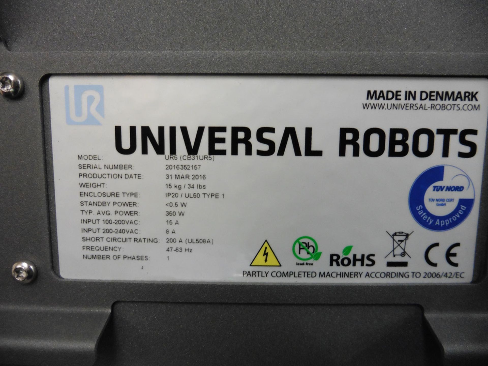 Universal Robots Model UR5 Industrial Robotic Arm with tablet controller, control box & further - Image 3 of 13