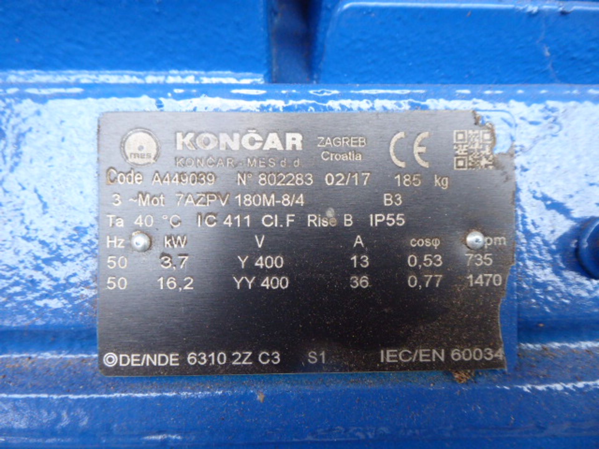 Koncar A449039 motor, 16.2kw, 185kg - Image 2 of 4