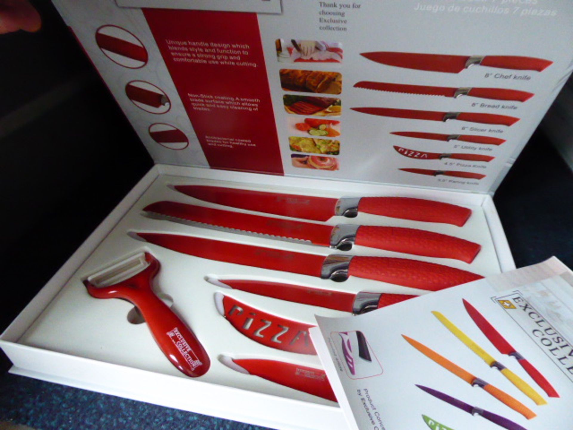 488 - Set of 7 Exclusive Collection red coated knives in box
