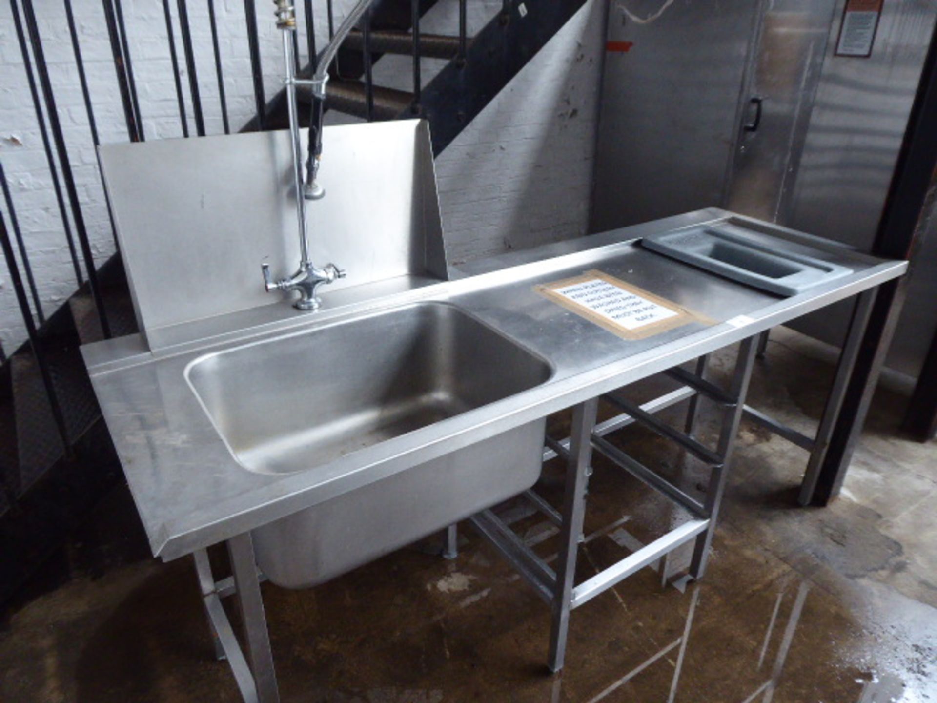 49 - 200cm single bowl sink unit with pre wash tap set, waste disposal space, space under for