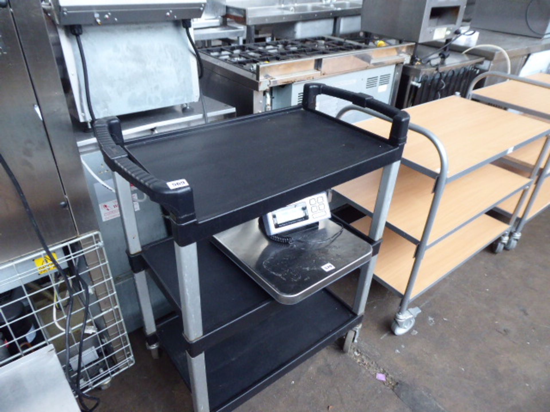 557 - 3 Tier plastic and metal frame catering trolley