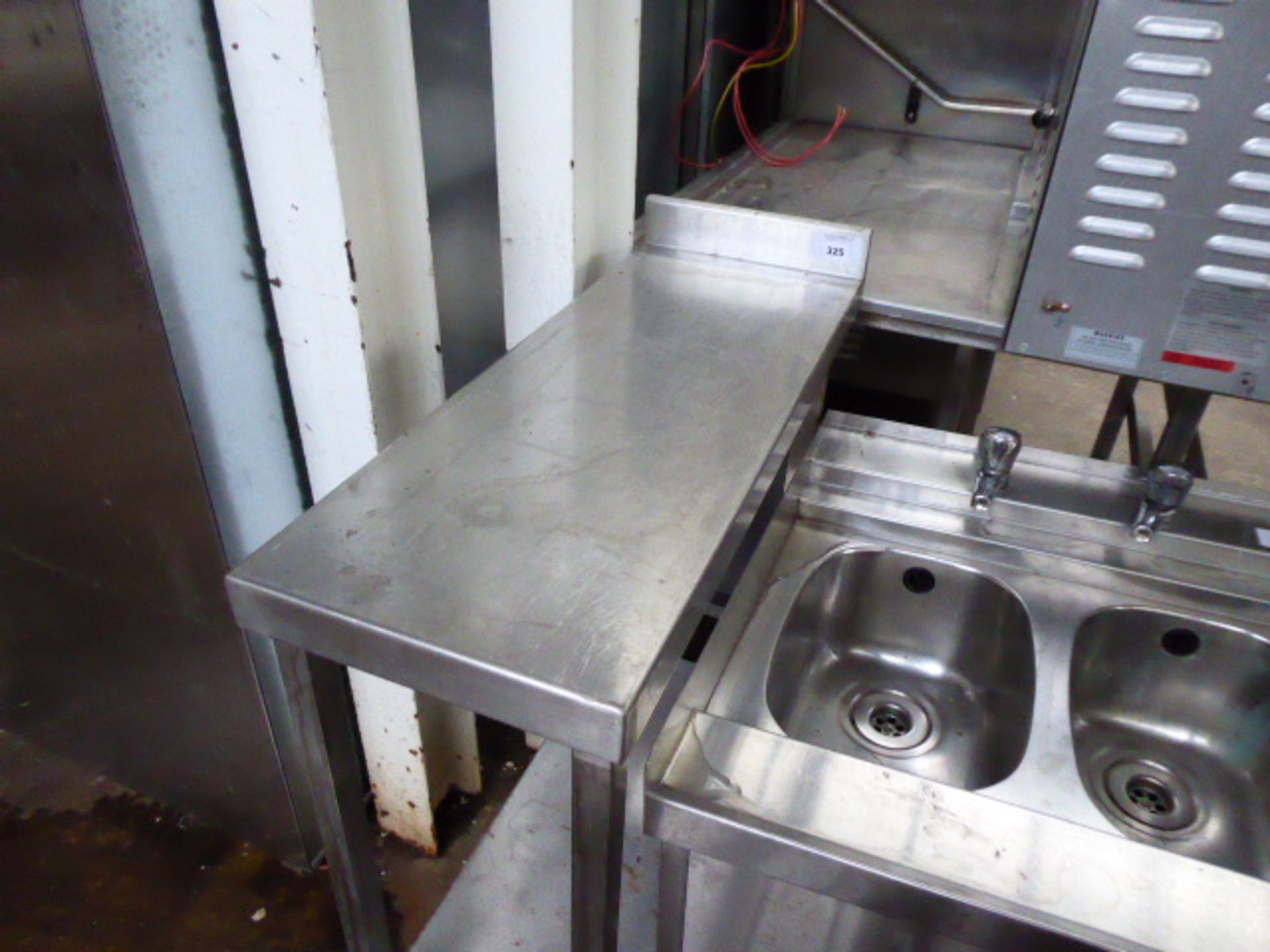 30cm stainless steel infill table with shelf under