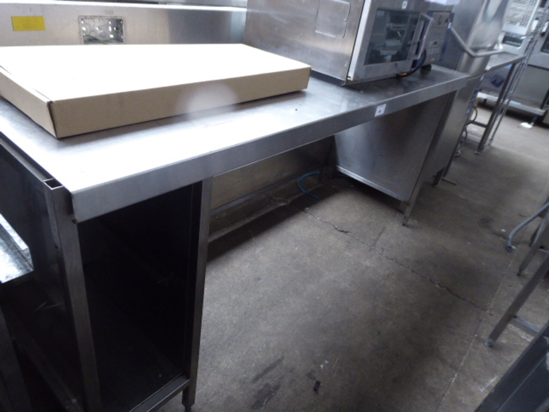 176 - 200cm stainless steel preparation table with small splash back