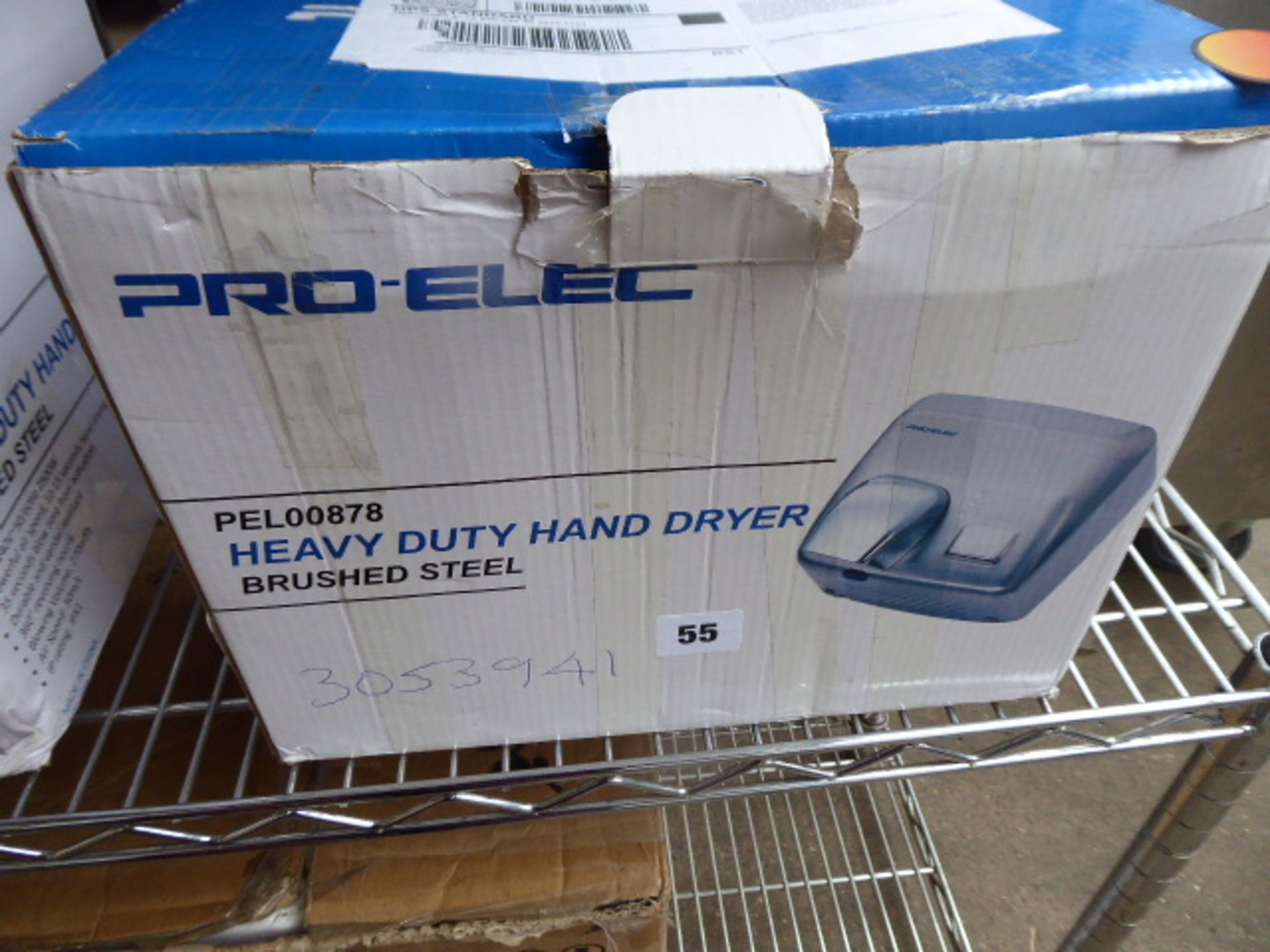 Pro-Elec heavy duty hand dryer in brushed steel