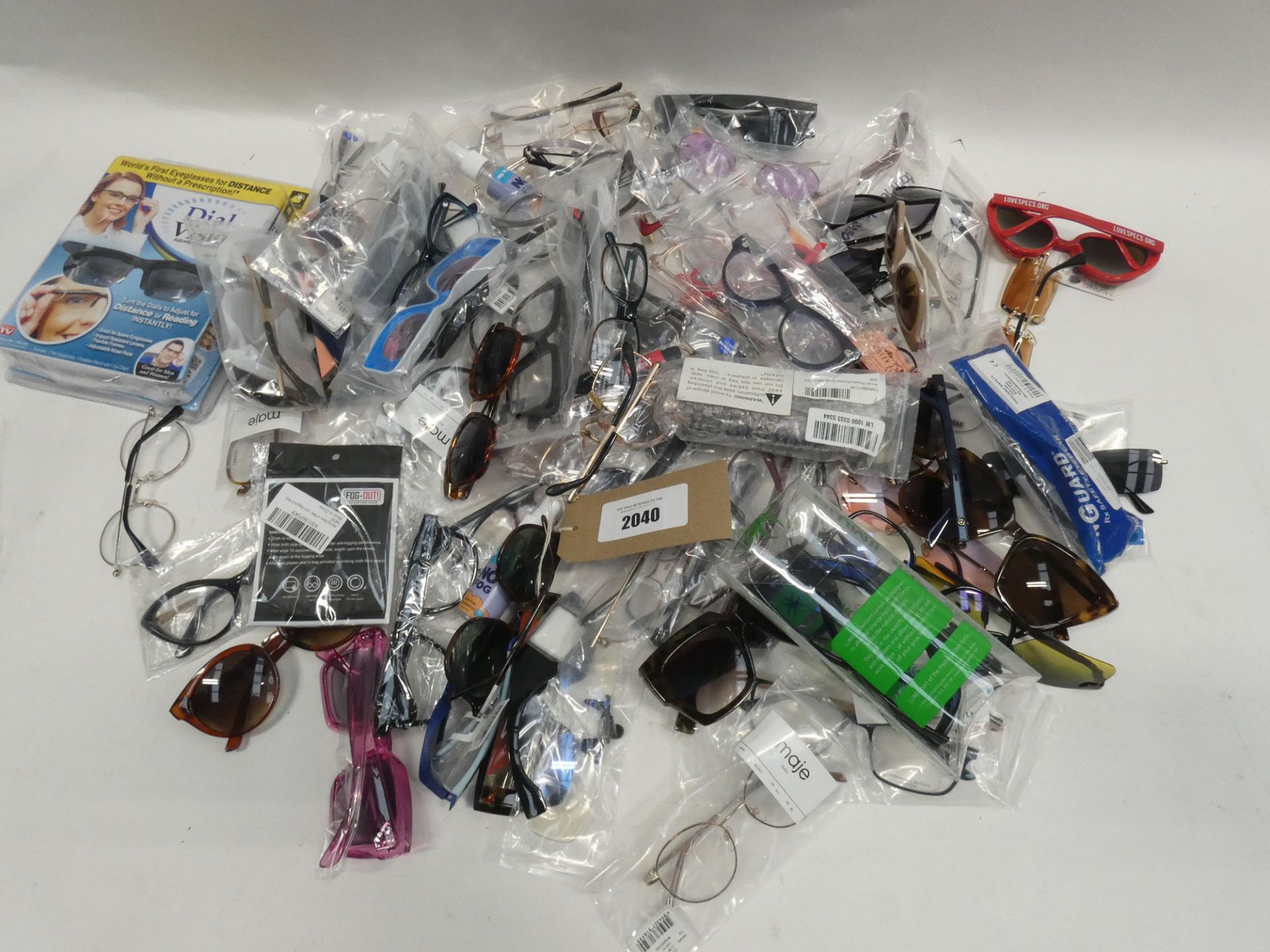 Bag of assorted glasses and sunglasses