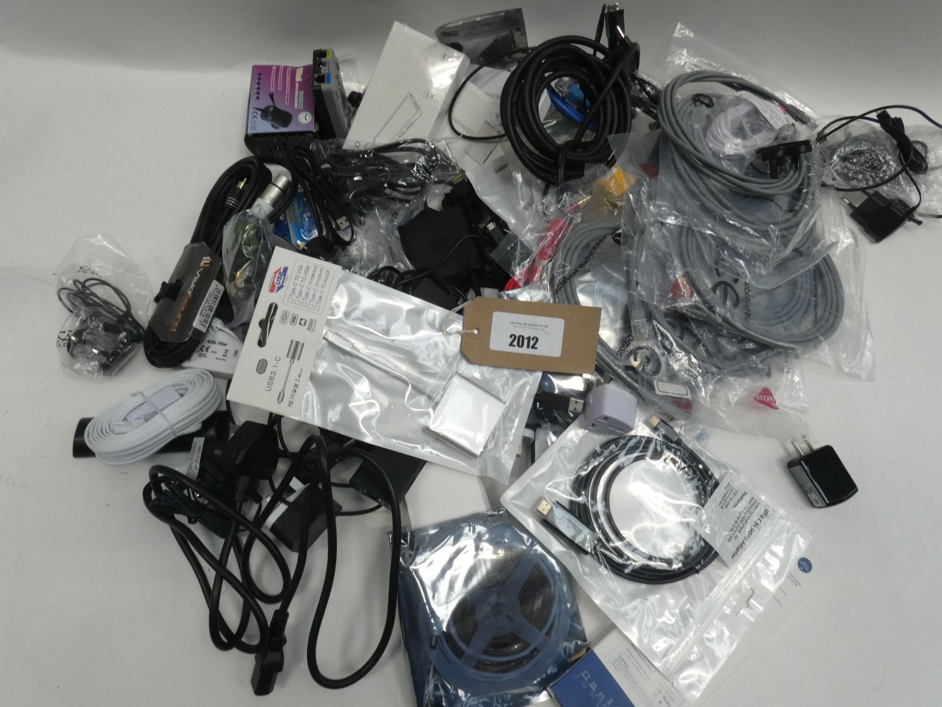 Bag containing quantity of cables, leads and PSUs