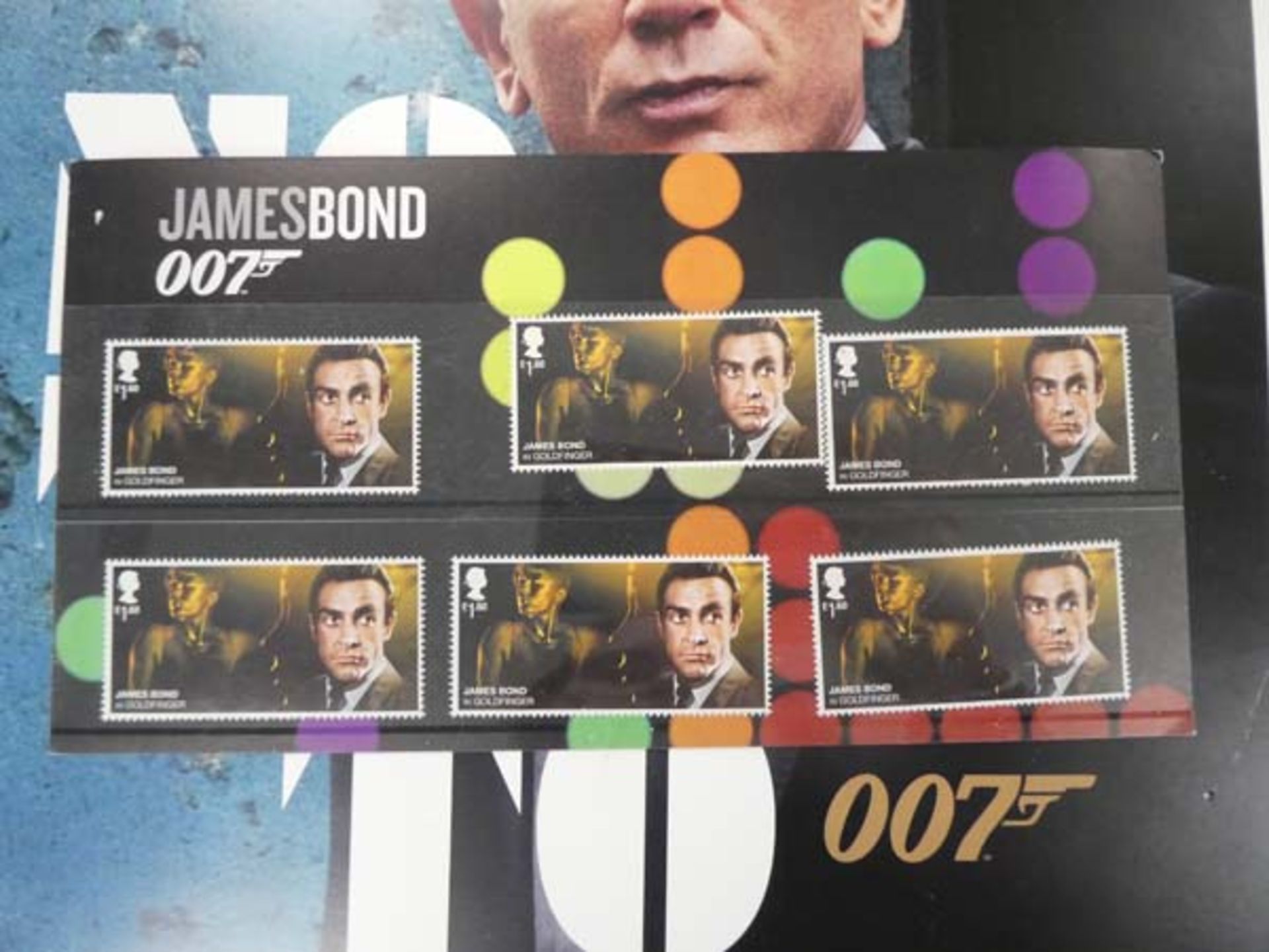 James Bond No time To Die poster bearing signature and James Bond 007 stamp set, no certification - Image 3 of 4