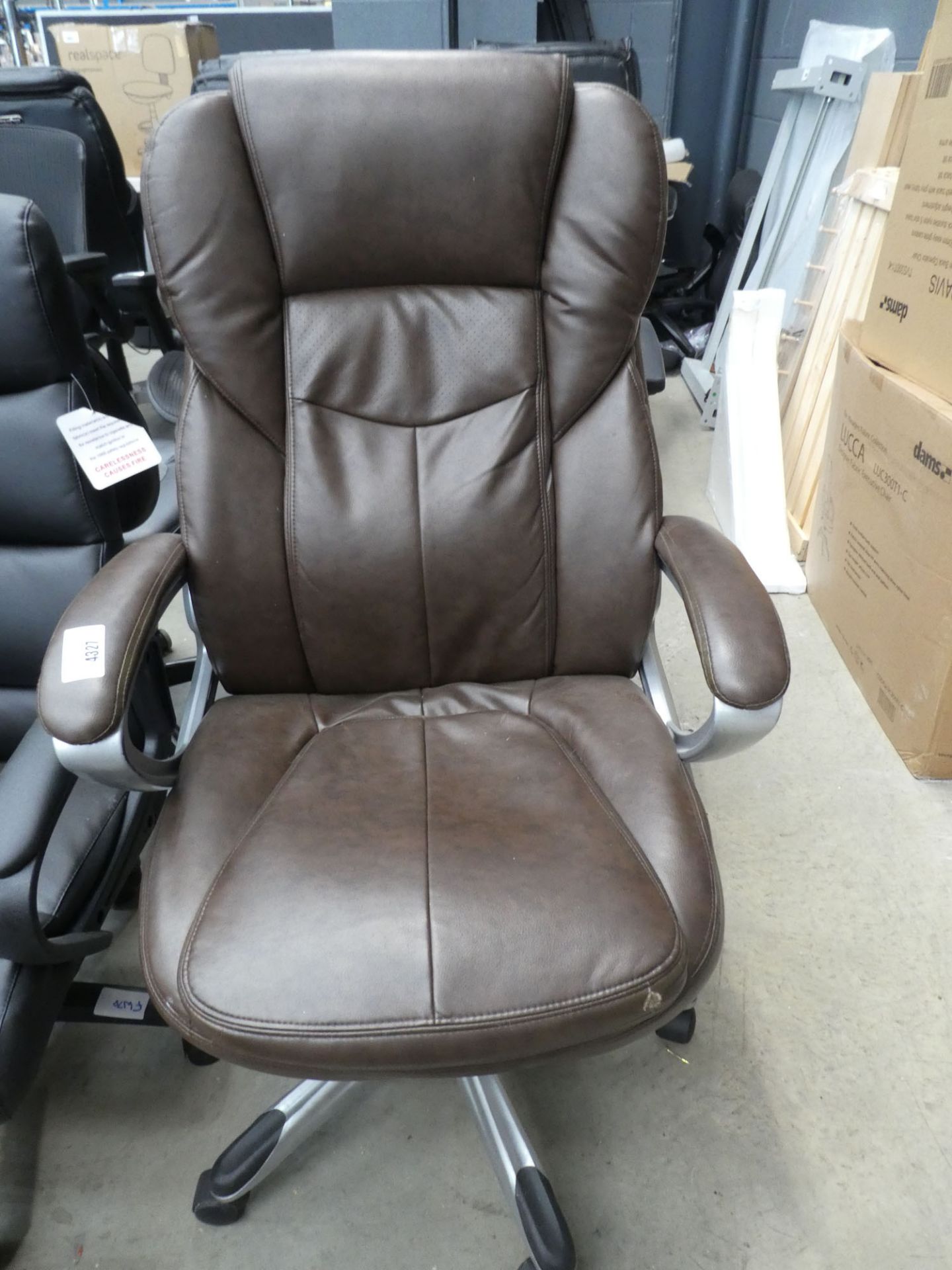 4313 Brown highback executive style swivel armchair