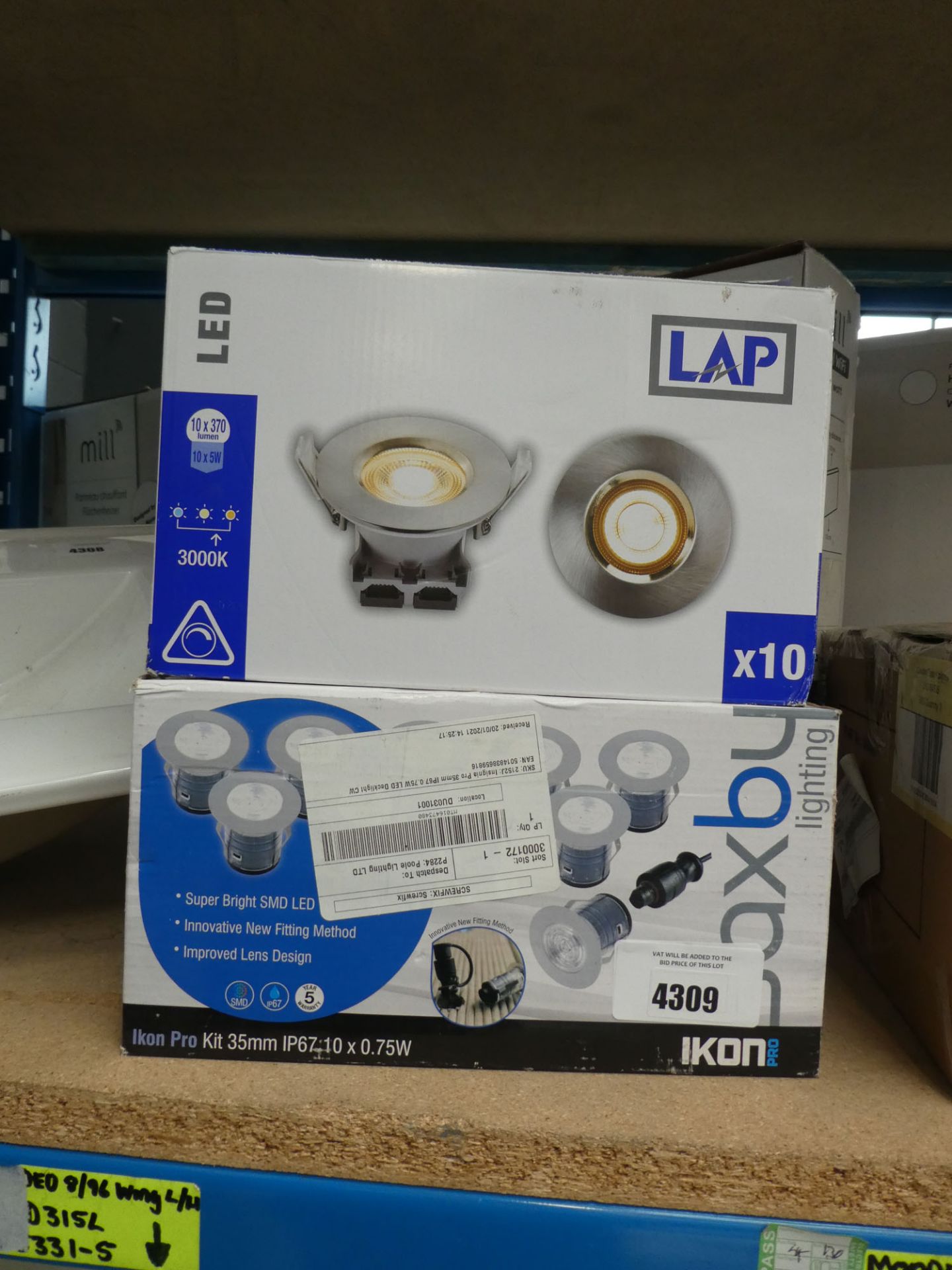 Box of uplights and box of downlights