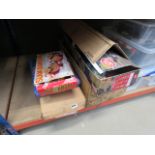 3 boxes containing Chad Valley battleship playset, firemans truck, Slam Bam Samgames, Etch A