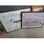 2 aircraft prints, Hurricanes and Messerschmitts