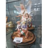 Pair of china figures; angels and children