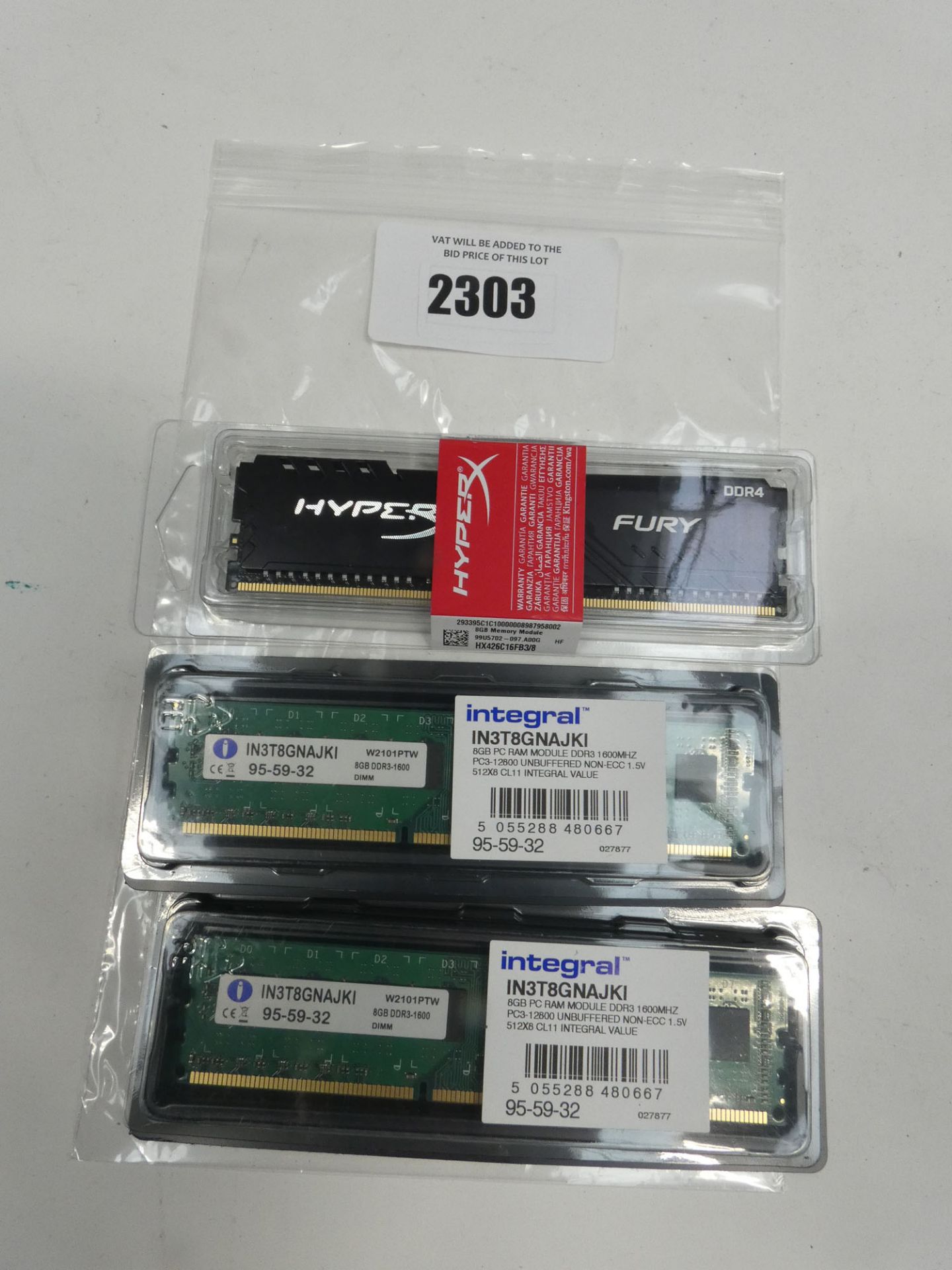 HyperX Fury DDR4 8GB RAM and 2x Integral DDR3 8GB RAMs