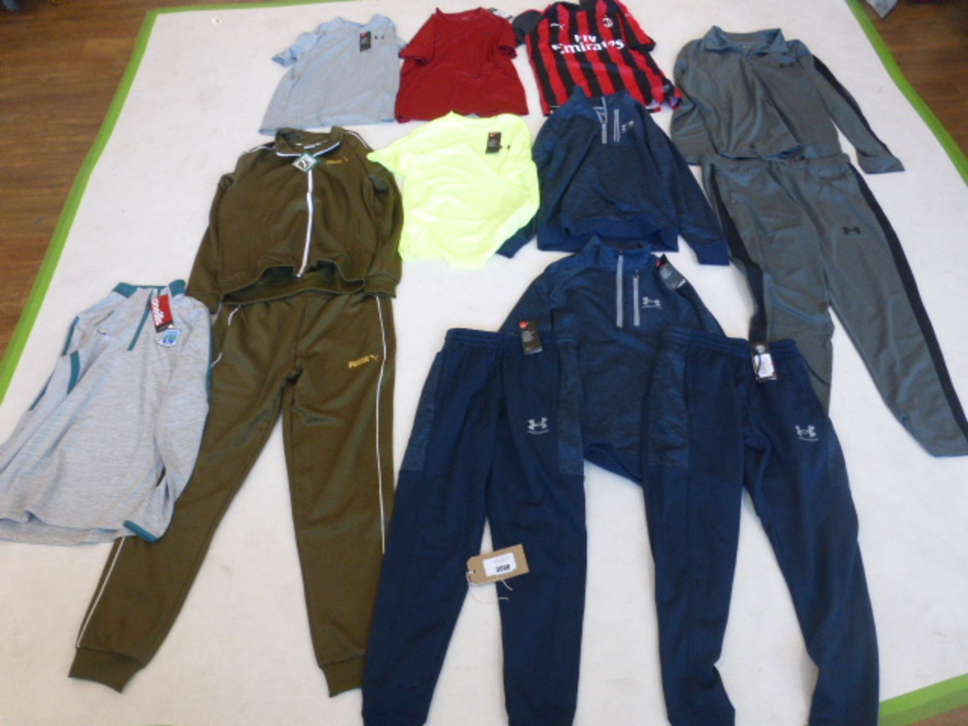 Assorted sportswear, including Puma, Underarmour, O'Neills