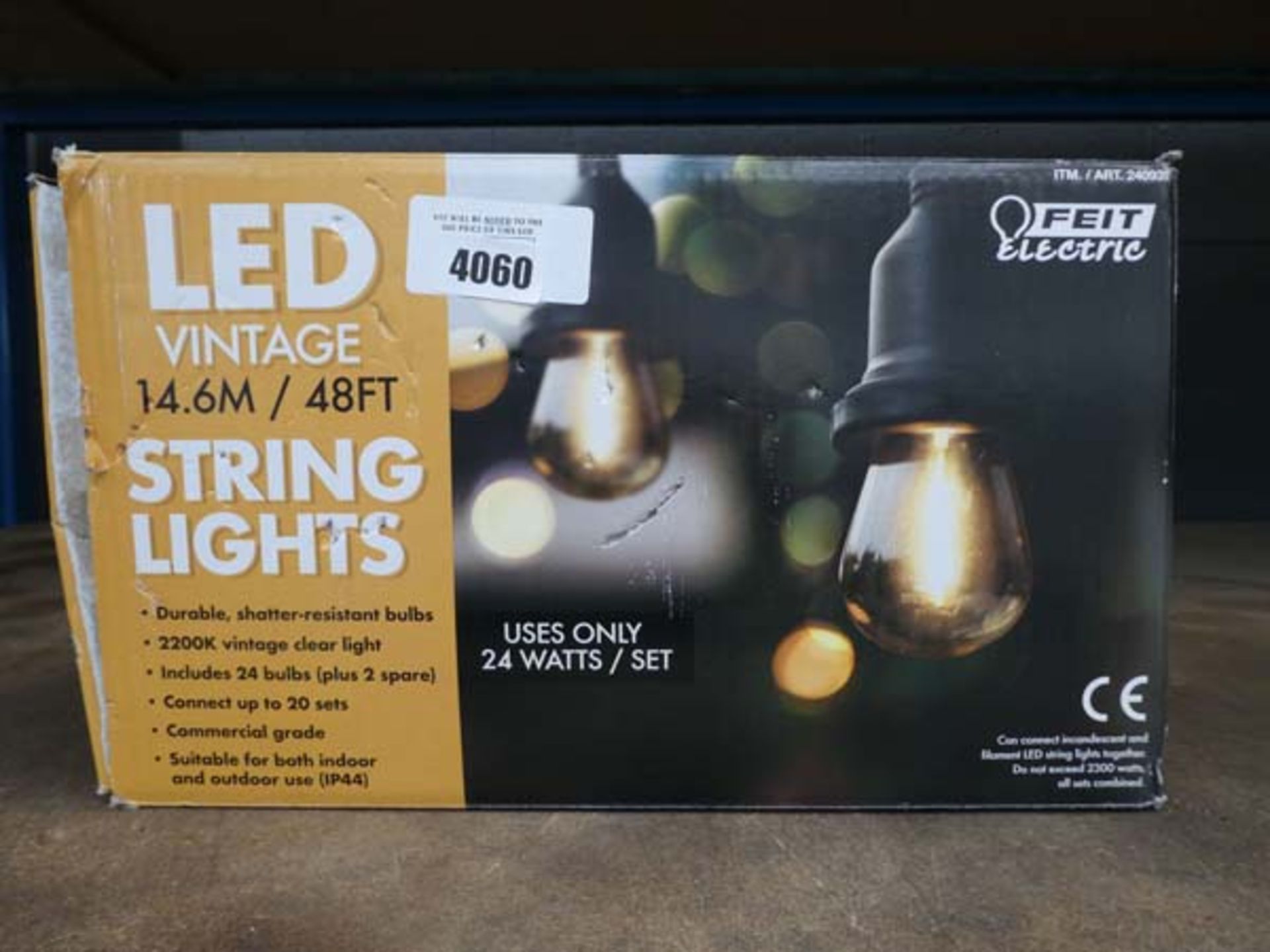 Box of LED vintage string lights