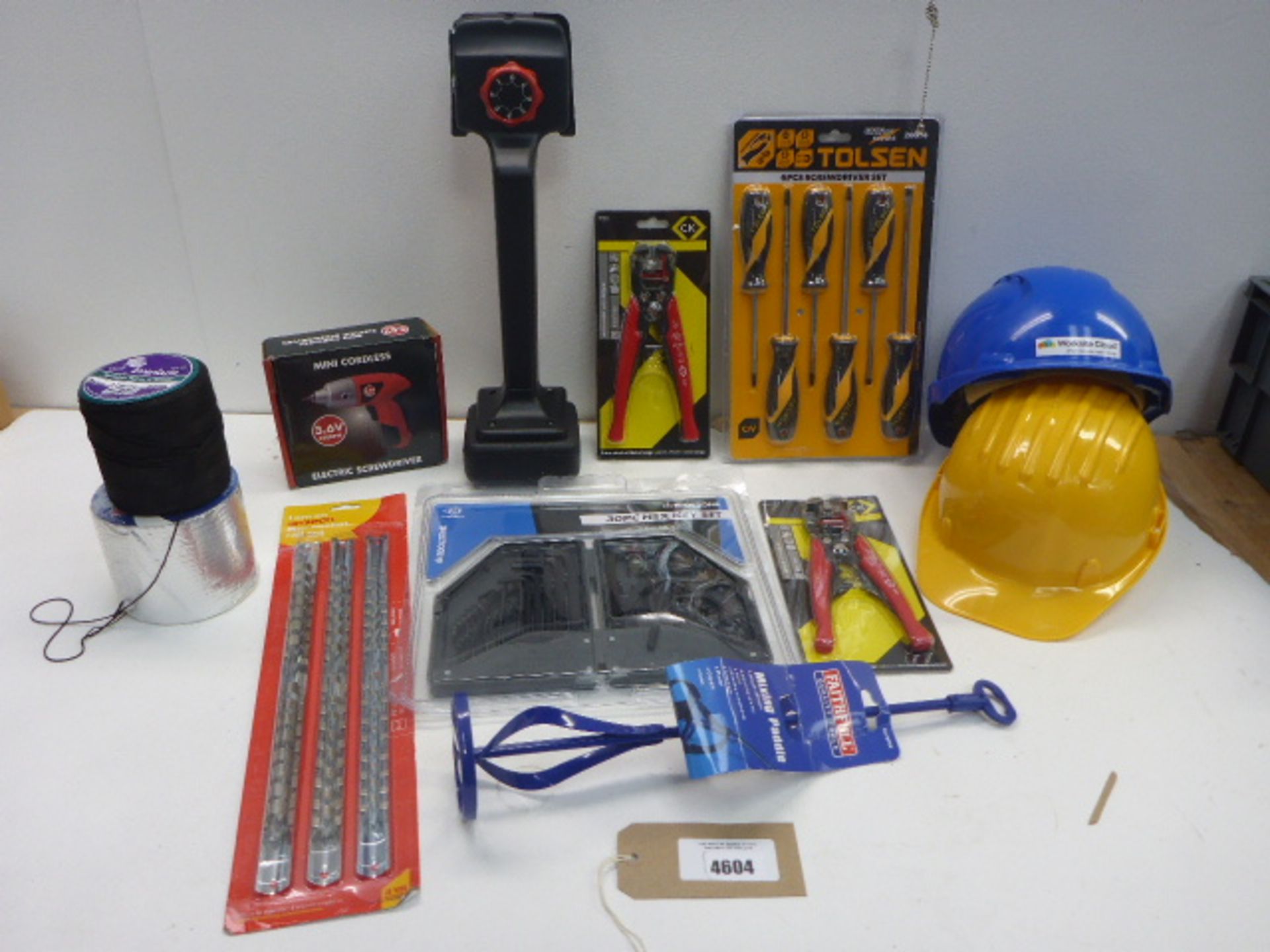 Wire strippers, Carpet gripper, Mini cordless electric screwdriver, Tolsen screwdriver set, Hex