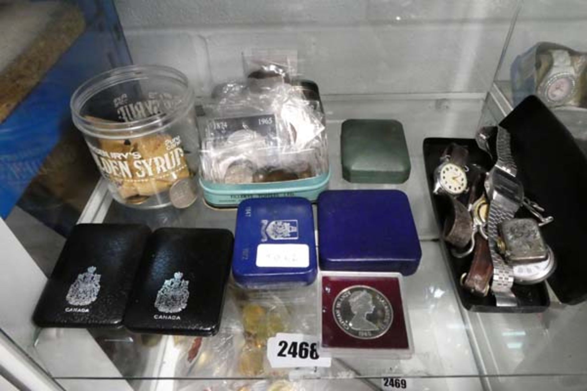 Loose wristwatches to inc. a Smithson gents watch plus various collectable coinage to inc. a $25