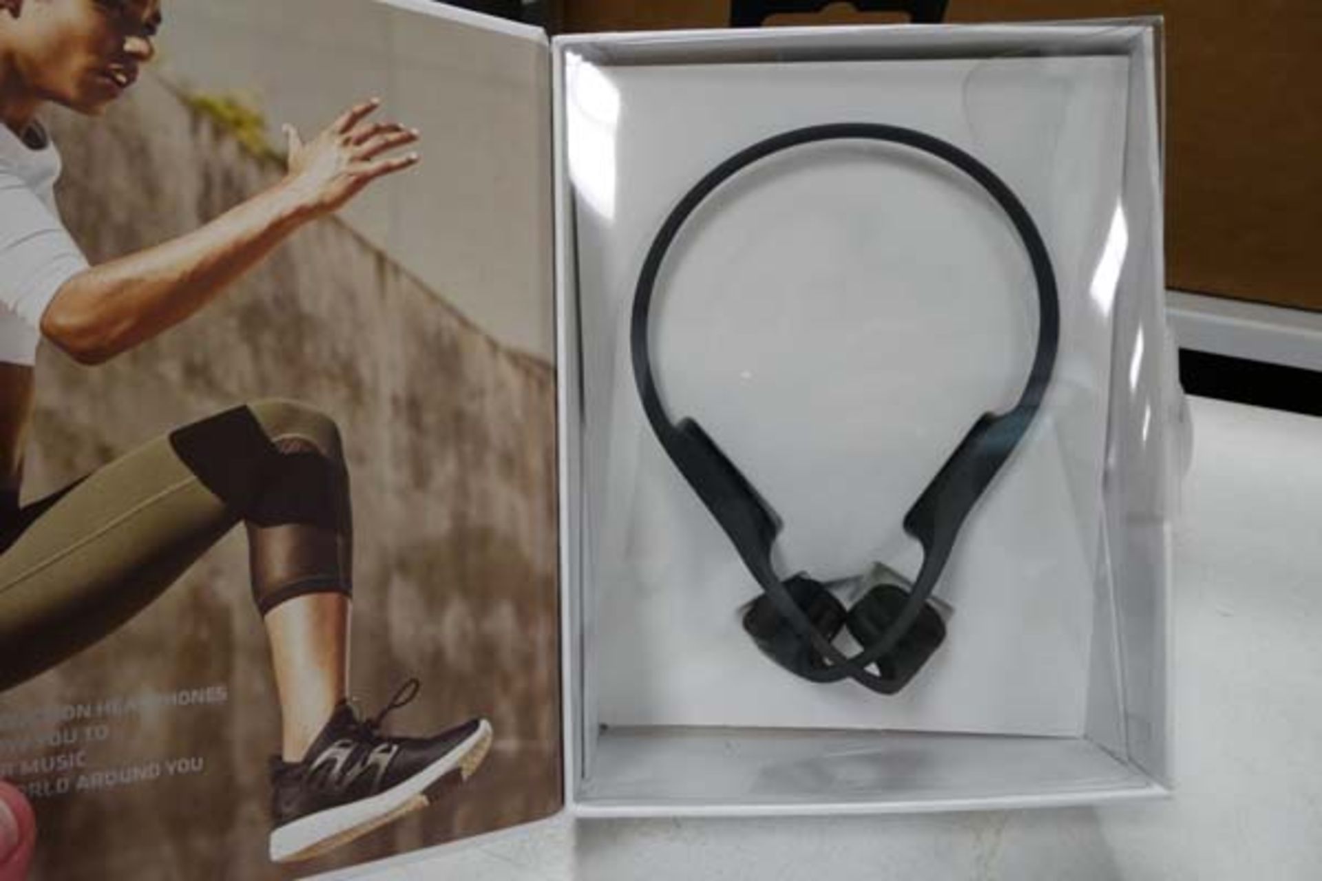 Aftershokz Air wireless bone conduction headphones with box