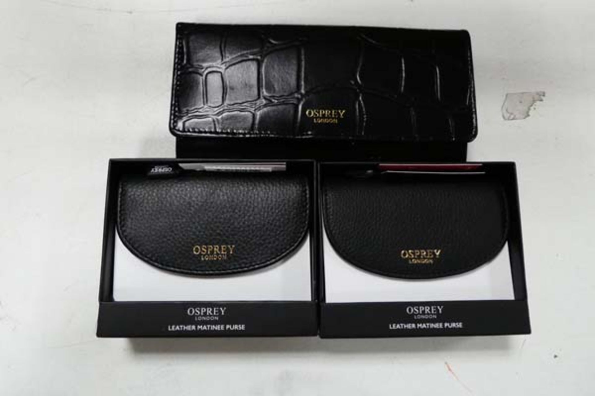 2 Osprey wallets and a ladies black leather Osprey purse