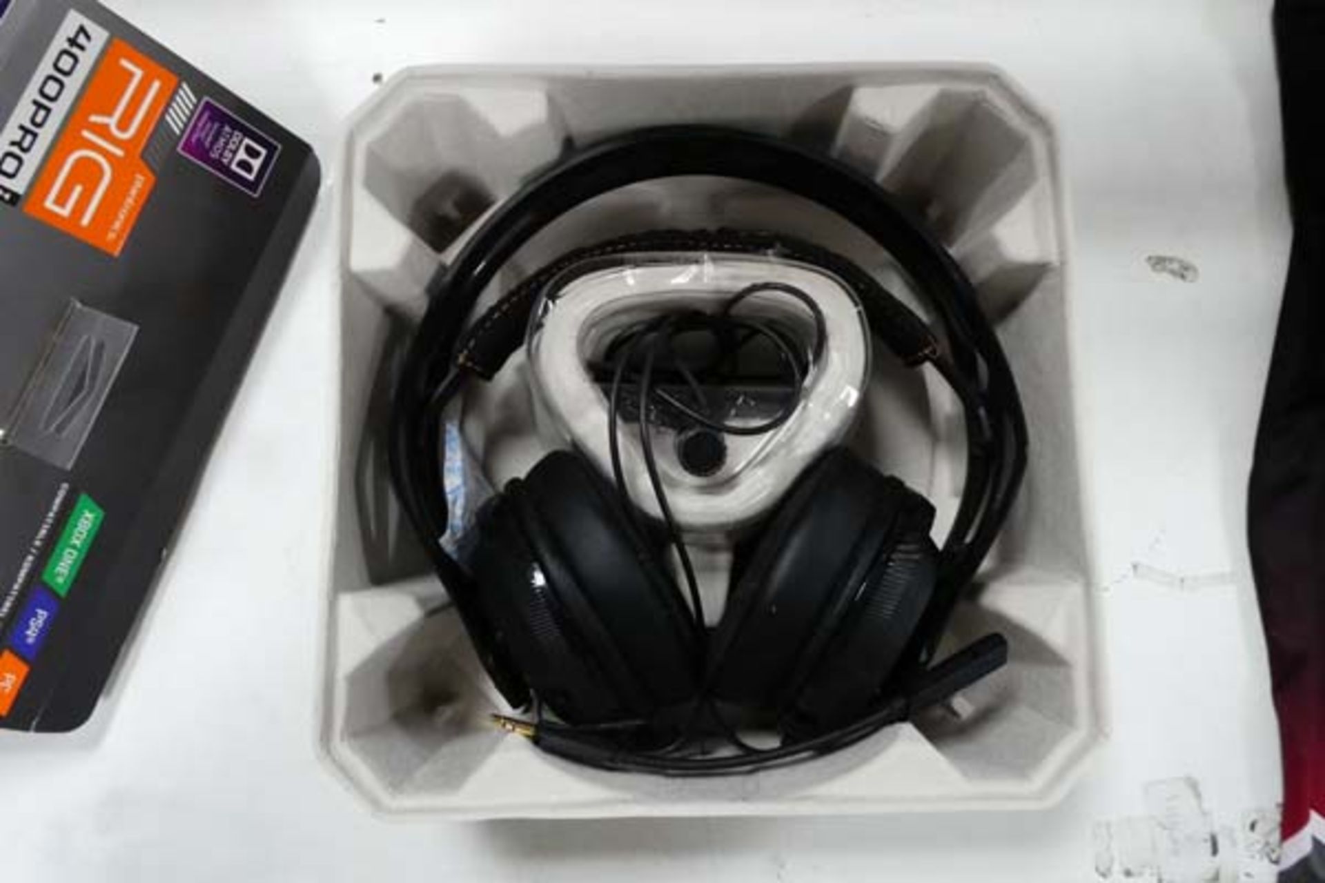 Pair of Rig Plantronic 400 Pro gaming headphones with box