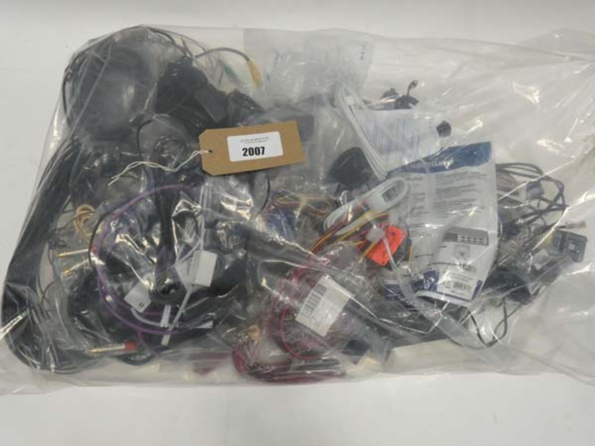 Bag containing quantity of cables, leads and PSUs