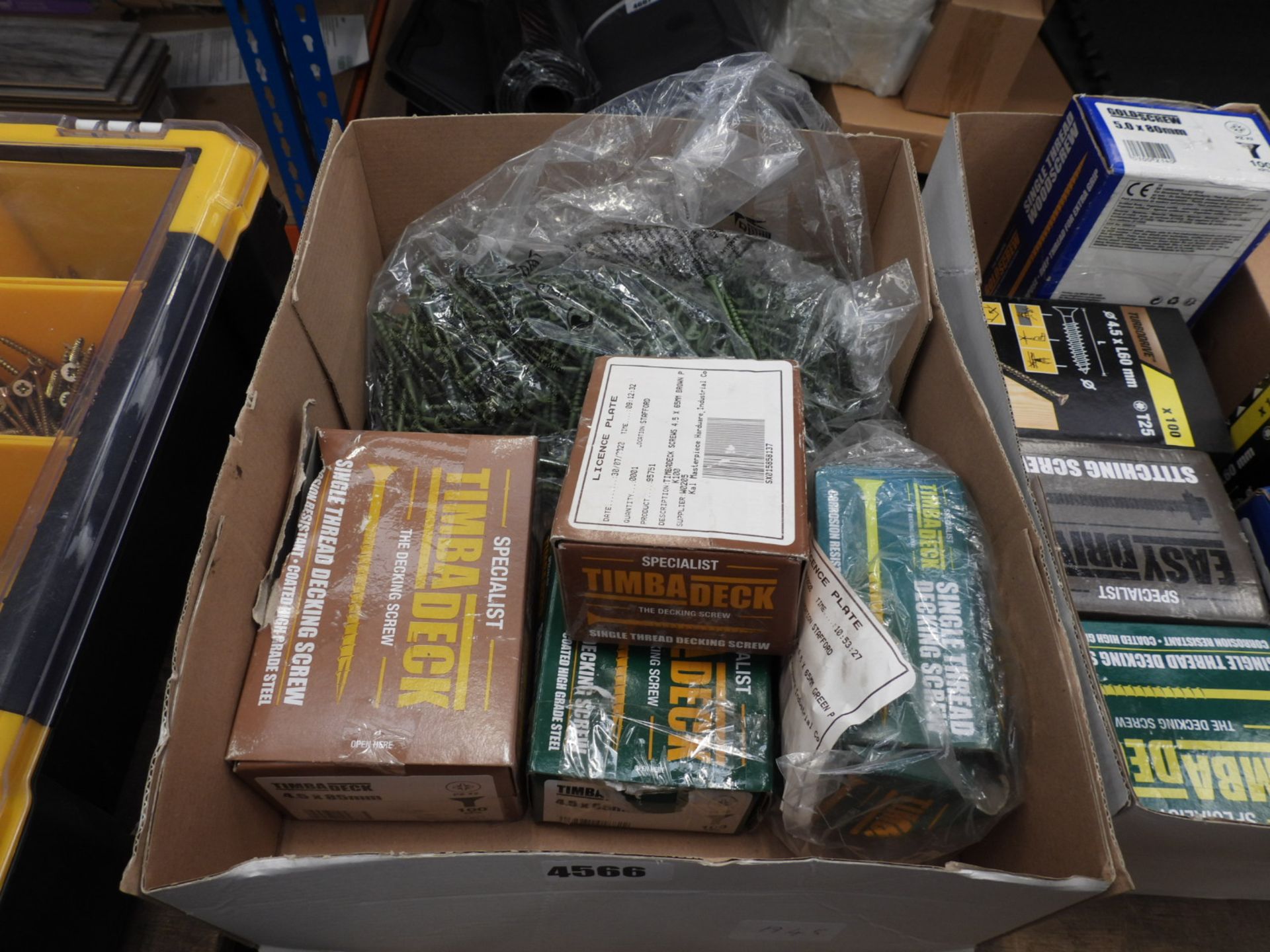 Cardboard box of assorted timber deck screws