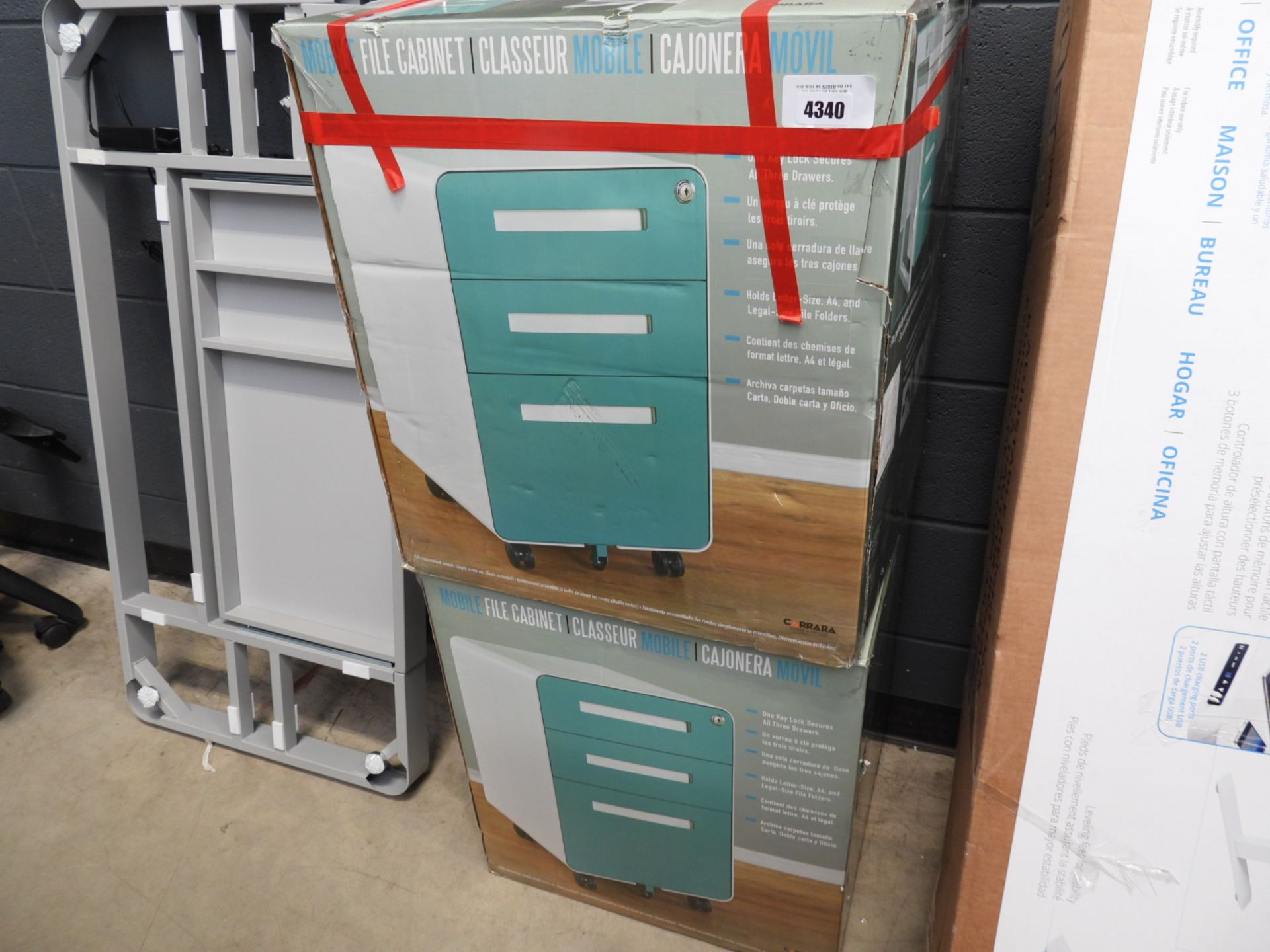 2 boxed 3 drawer filing cabinets