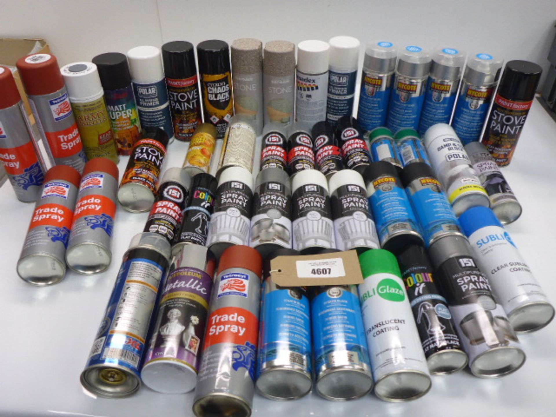 Large bag of metal, wood, stove & model spray paints in various colours