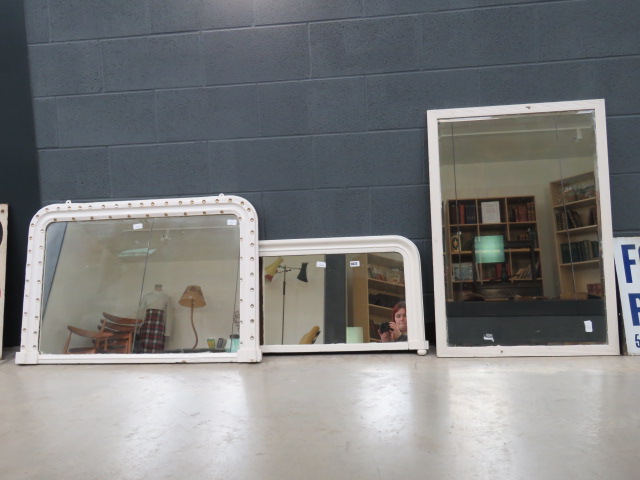 2 painted Victorian over mantles plus rectangular bevelled mirror