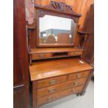 Walnut dressing chest with gallery and mirror