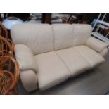 Cream leather effect sofa bed