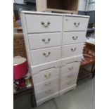 2 pairs of cream painted 3 drawer bedside cabinets