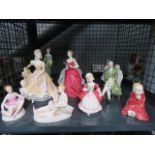 Cage containing a quantity of Royal Doulton and other ladies plus figures of children
