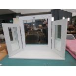 Modern white painted 3 panel mirror