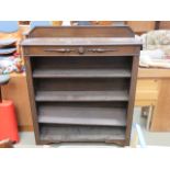 Dark oak open fronted bookcase