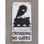 Painted cast iron railway warning sign