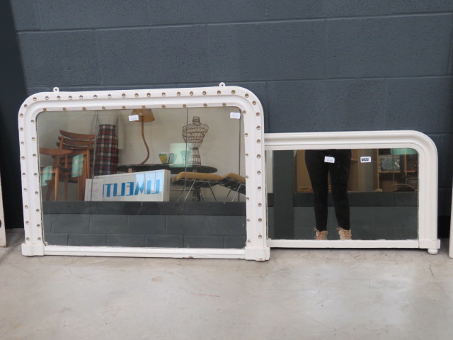 2 painted Victorian over mantles plus rectangular bevelled mirror - Image 2 of 3