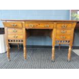 Oak desk with six drawers