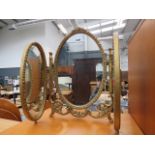 Gold painted three panelled dressing table mirror