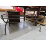Gilt painted metal coffee table base with x-shaped ends
