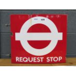 Enamelled bus stop sign