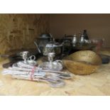 Model of The Taj Mahal, set of bellows, quantity of loose cutlery, candlesticks, silver plated tea