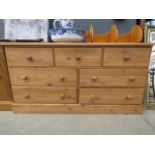 Pine chest of three over four drawers