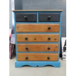 Painted pine chest of 2 over 4 drawers
