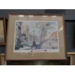 (5) Framed and glazed limited edition Thelma Marks print of Bedford Modern School