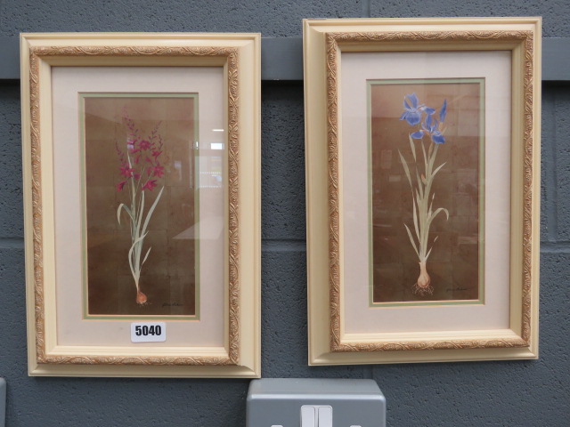 (1) Pair of botanical prints by Gloria Eriksen