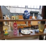Quantity of china and glassware inc. ginger jar, Jasper ware lidded pot, vases, pill and trinket
