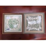 2 framed floral tiles