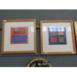 Pair of framed and glazed abstract prints entitled 'Gridlock' and 'Composition'