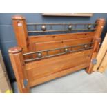 Pine and metal 5ft bedstead (as found)